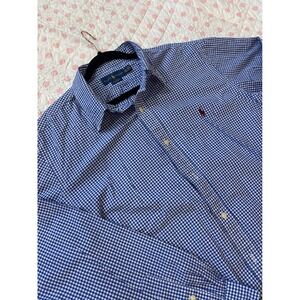Ralph Lauren Classic Fit Gingham Check Long Sleeve Button Up Shirt Men XXL